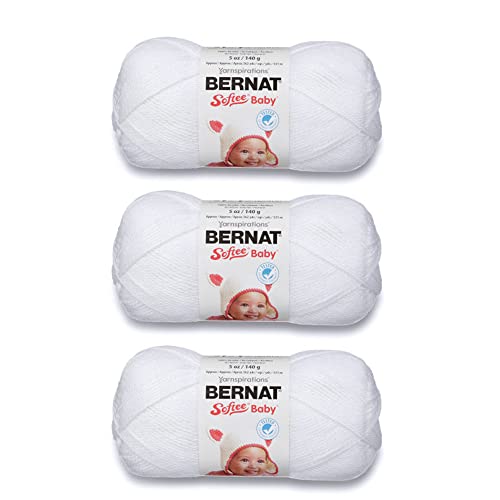 Bernat Softee Baby White Yarn - 3 Pack of 141g_5oz - Acrylic - 3 DK (Light) - 362 Yards - Knitting_Crochet