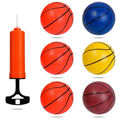 Meland Mini Basketballs for Kids - 6PCS of 5.5" Small Basketball Set with Included Pump - Colorful Rubber Basketballs for Mini Basketball Hoop - Miniature Basketball for Toddlers for Pool, Indoors