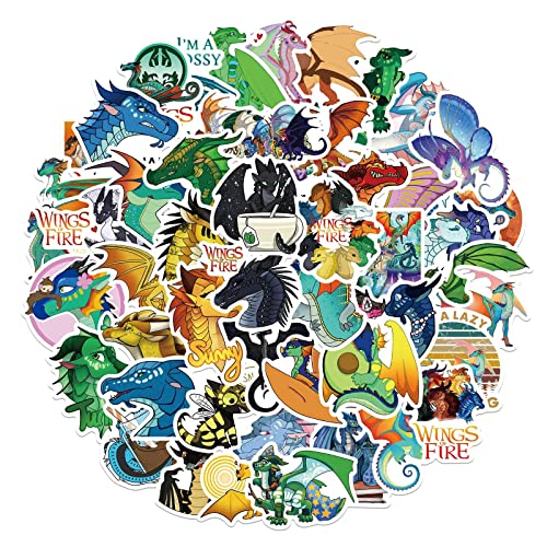 50pcs Wings of Fire Stickers for Teen Laptop,Cool Cartoon Aesthetic Vinyl Stickers Waterproof Decals for Water Bottle Travel Case Bumper Skateboard Computer Journal