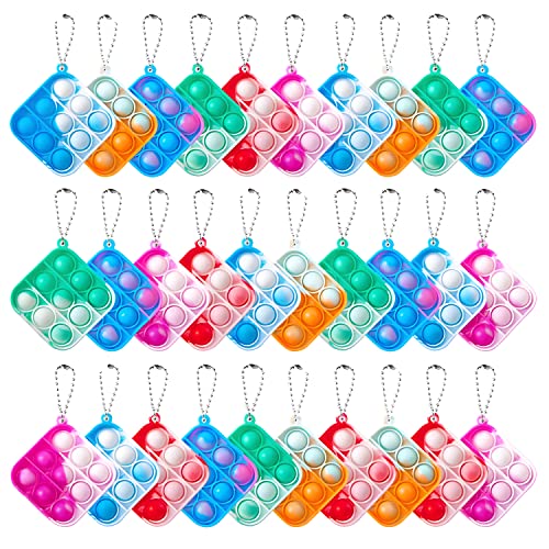 (30 Pcs) decompress Mini Push pop Bubble Fidget Toy,Heart pop it Keychain prizes for Kids Classroom,Mini pop it Fidget Toys Keychain Hearts Birthday Goodie Bags for Kids,pop its Favors for All Ages.…