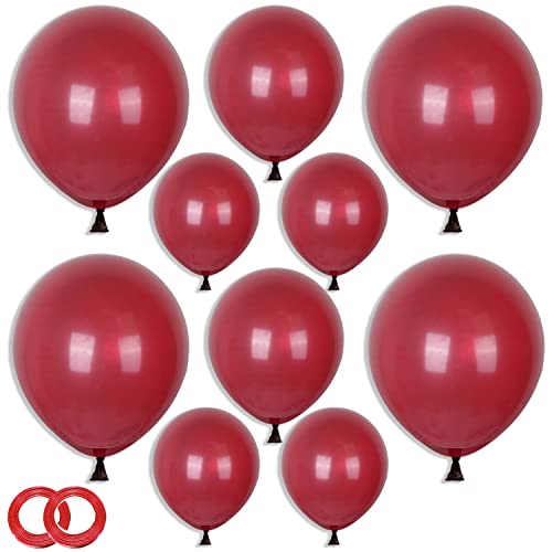 Burgundy Balloons,3 Different Sizes 77 Pack 12Inch 5Inch 10Inch Burgundy Maroon Balloon Garland Kit for Wedding Baby Shower Dinosaur Party Decorations Birthday Anniversary