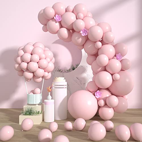 Styirl Light Pink Balloons Garland - 100 pcs 5_10_12_18 inch Party Latex Ballon Arch Kit As Birthday Balloons_Merry Christmas Balloons_Graduation_Balloons for Birthday_Wedding_Party decorations