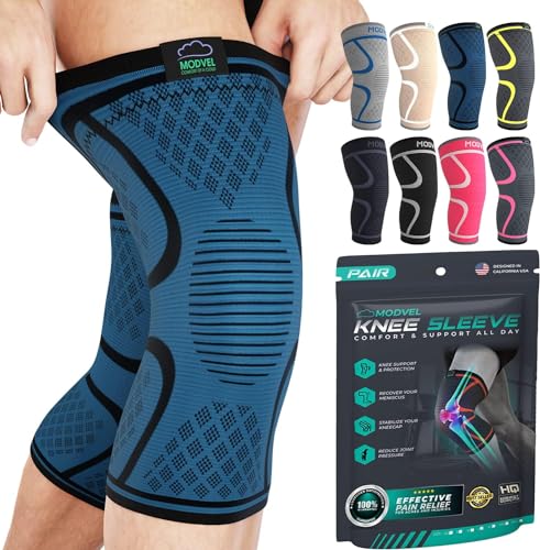 Modvel ELITE Knee Brace for Women & Men - Pair Knee Pads for Running Knee Pain, Compression Sleeve Knee Support, Workout Sports Brace for Meniscus Tear ACL & Arthritis Pain Relief, Knee Braces