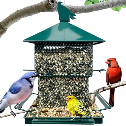 Meleave Bird Feeders for Outdoors, 6.5lb Large Capacity, Heavy Duty Metal Bird Feeder, Supports Cardinal, Finch, Blue Jay and Wild Birds