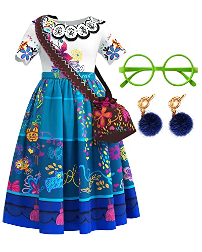 Mirabel Costume for Girls,Mirabel Dress Isabella Costume Halloween Costume Outfit for Kids (4-5Years)