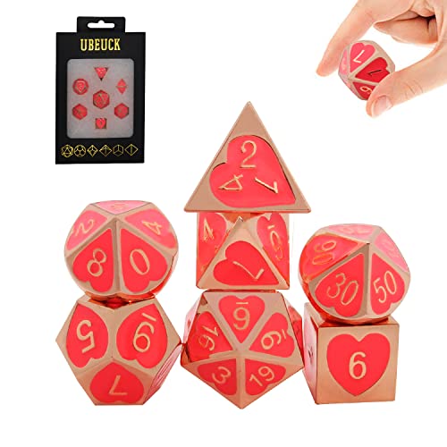 D&D Dice,DND Metal Dice,7 PCs Steampunk Polyhedral Dice Games Set for Dungeons and Dragons RPG,MTG,Pathfinder Tabletop Gaming,HP Rose Gold Dice Set D20 D12 D10 D8 D6 D4 Dzz