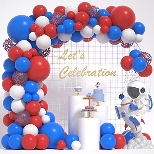 Janinus Blue Red White Balloon Garland Kit 4th of July Balloon Arch 5+12+18”for Baseball Party Veterans Memorial Day Nautical Independence Day Graduation Party Decorations