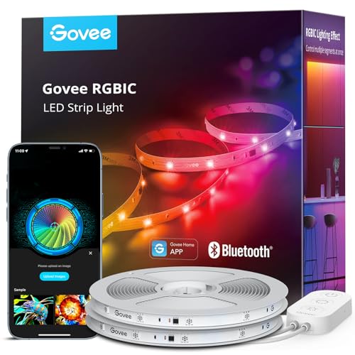 Govee RGBIC LED Strip Lights, 65.6ft Smart LED Lights for Bedroom, Bluetooth LED Lights APP Control, DIY Multiple Colors on One Line, Color Changing LED Lights Music Sync, Holidays,2 Rolls of 32.8ft