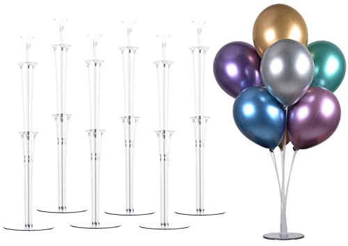 LANGXUN 6 Set 28" Height Table Balloon Stand Kit for Birthday Party Decorations and Wedding Decorations, Happy Birthday Balloons Decorations for Party and Christmas Balloon Decorations