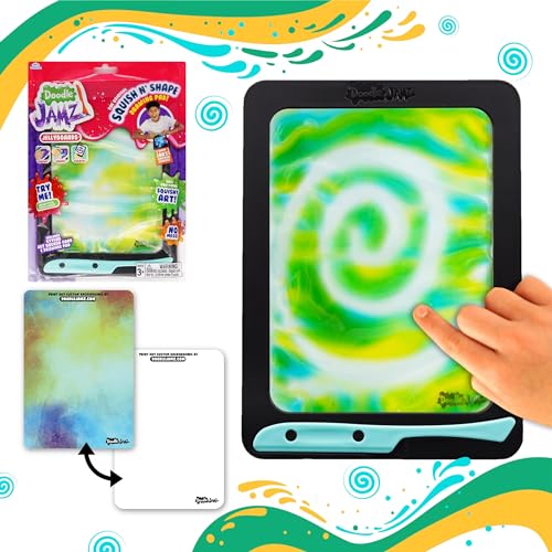 DoodleJamz JellyBoards — Squishy Drawing Pads Filled with Non-Toxic Sensory Gel – No-Mess Fidget Art – ASMR – Re-usable for Endless Artistic Creations (Yellow on Blue Gel)