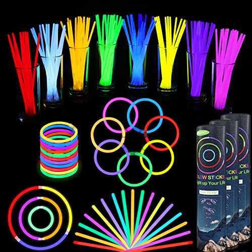 AIVANT Glow Sticks Bulk Party Supplies | 300 PCS 8 Inch Glow Sticks with Connectors | Glow in the Dark Light Up Sticks Party Favors Decorations