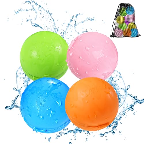 SOPPYCID Reusable Water Bomb balloons, Summer Toy Water Toy for Boys and Girls, Pool Beach Toys for Kids ages 3-12, Outdoor Activities Water Games Toys Self Sealing Water Splash Ball for Fun(4Pack)