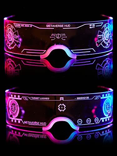 TOODOO 2 Pairs LED Visor Glasses 7 Colors Futuristic Glasses 4 Modes Light Up Glasses Honeycomb Luminous Glasses for Adults (Fresh Style)