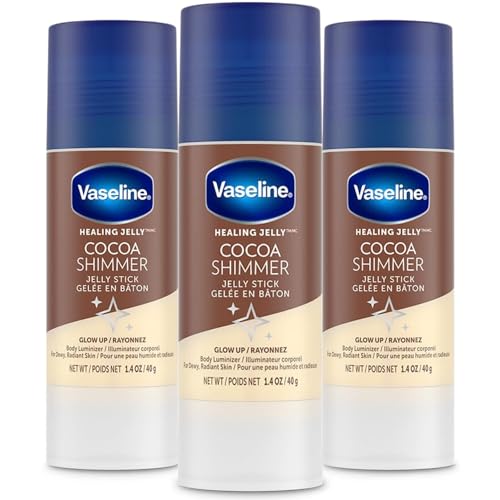 Unilever Vaseline Cocoa Shimmer Jelly Stick GLOW UP Body Luminizer For Dewy Radiant Skin 1.4 oz - 3 Count