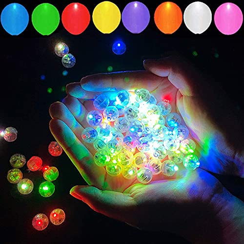 100pcs 10 Colors Balloon Lights, LED Assorted Colors Flash Lights, Mini Ball Lights Round Led Ball Lamp for Paper Lantern Balloon Birthday Party Wedding Halloween Christmas Decoration (Mixed Colors)