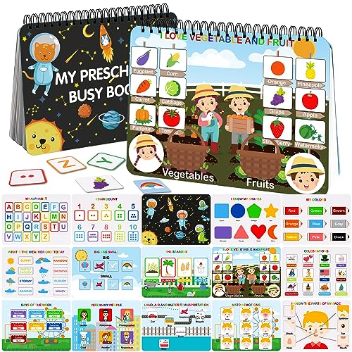 HAN-MM Montessori Preschool Learning Activities Newest 30 Themes Busy Book - Preschool Workbook Activity Binder Montessori Toys for Toddlers, Autism Learning Materials and Tracing Coloring Book