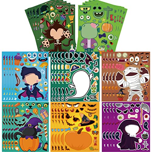 40 Sheets Halloween Stickers Party Favors for Kids Toddlers Make a Face DIY Your Own Pumpkin Ghost Mummy Monster Craft Stickers Halloween Party Games Stickers Treat Goody Bags Fillers