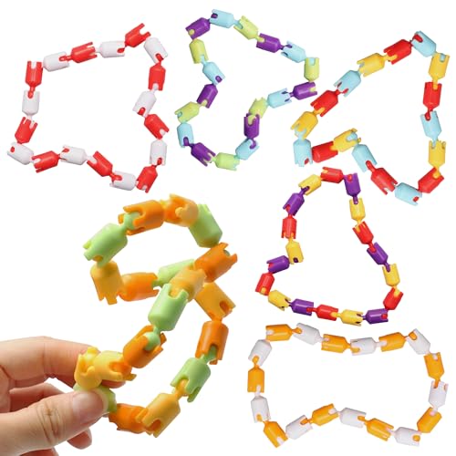 Boxgear 6pc Multicolored Fidget Toys for Kids, Boys, Girls, Adults - Best Sensory Items for Autism, Relaxation, Stress, Decompression - Squeeze, Twist, Chain Spinner Alternative Gift