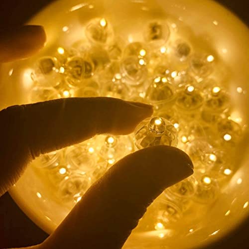 JJGoo 100Pcs Warm White LED Balloon Lights, Waterproof Flash Round Tiny Led Light for Paper Lantern Easter Egg Pumkin Birthday Party Wedding Decoration