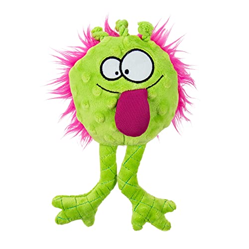 goDog PlayClean Germs Squeaky Plush Dog Toy with Odor-Eliminating Essential Oils, Chew Guard Technology - Lime, Small