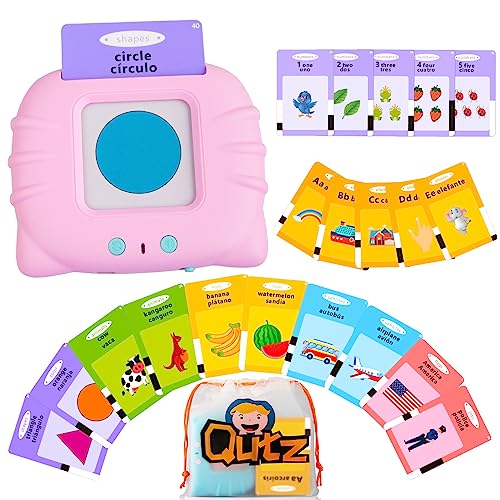 QuTZ ABC Learning Flash Cards for Toddlers 2-4 Bilingual Spanish English, Autism Toys, Speech Therapy Toys, Educational Talking 275 Sight Words Cards for Boys and Girls,