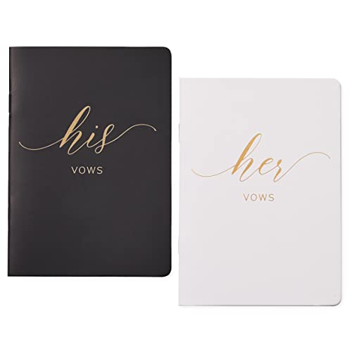 AKITSUMA Vow Books for Wedding Bride and Groom Booklet for Wedding Gift Set of 2 (Black + White_Gold Foil)