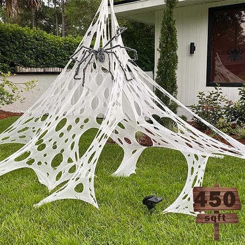 DAZONGE 450 sqft Spider Webs Halloween Decorations, Stretchy Beef Netting, Spooky Spider Web Decorations for Halloween Party, Haunted House