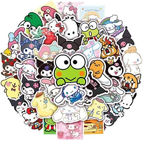 50 Pcs Kawaii Stickers, Cute Japanese Anime Sticker Waterproof Vinyl Cute Sticker, Decal for Laptop Water Bottle Gifts for Kids Teens Girls Adults