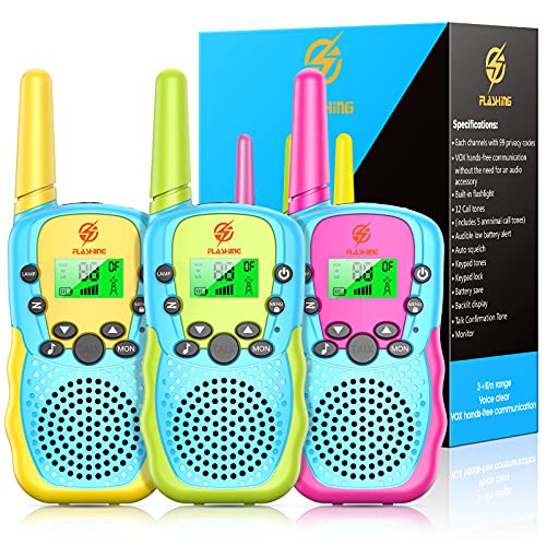 Walkie Talkies for Kids 3 Pack: Kids Walkie Talkie 3 KM Range Birthday Gifts Toys for 3 4 5 6 7 8 9 Year Old Boys Kids Outdoor Camping Toys Girls Gifts for Kids