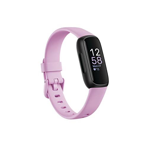 Fitbit Inspire 3 Health &-Fitness-Tracker with Stress Management, Workout Intensity, Sleep Tracking, 24_7 Heart Rate and more, Lilac Bliss_Black, One Size (S & L Bands Included)