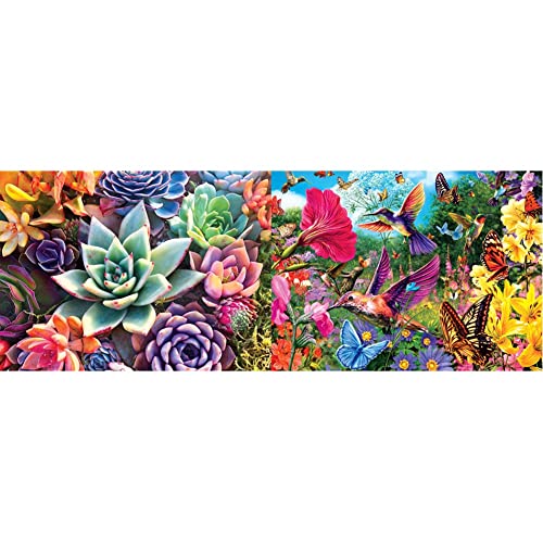 Buffalo Games - Simple Succulent - 1000 Piece Jigsaw Puzzle & Hummingbird Garden - 1000 Piece Jigsaw Puzzle