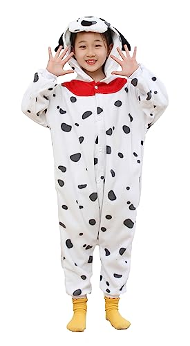 xinhauli Unisex Kids Dalmatian Onesie, Flannel Cosplay Animal Costume Halloween Onesie Pajamas Home Clothing Black and White