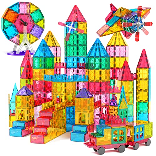 Jasonwell 100pcs Magnetic Tiles Building Blocks Set for Boys Girls Preschool Educational Magna Construction Kit Magnet Stacking STEM Toys Birthday Gifts for Kids Toddlers 3 4 5 6 7 8 9 10 + Year Old