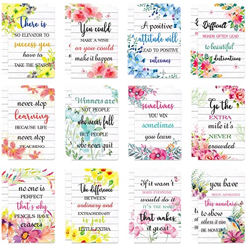 Inspirational Notepads Mini Motivational Notebook Small Pocket Journal Notepads Inspiring Notebook for School Office Travel Present Supplies, 12 Styles (Flower Style,24 Pieces)