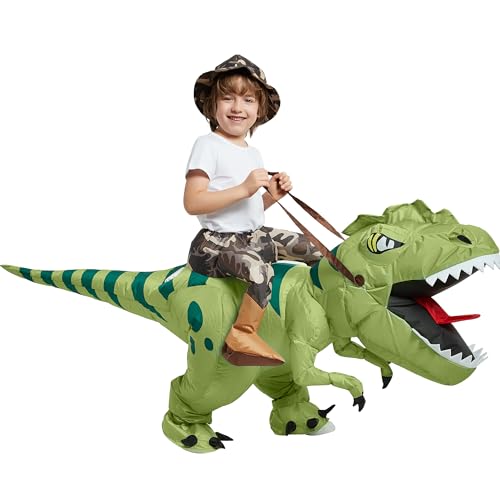 One Casa Inflatable Dinosaur Costume Riding T Rex Air Blow up Funny Fancy Dress Party Halloween Costume for Kids (2-3 Yrs)