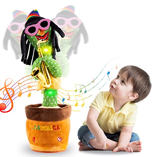 Kids Dancing Talking Cactus for Baby Boys and Girls, Singing Mimicking Recording Repeating What You Say Sunny,Electronic Light Up Plush Toy with 124 English Songs Smart Toy