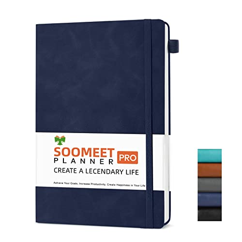 Soomeet Lined Journal Notebook, 200 Pages, Leather Hardcover Notebooks, A5 College Ruled Thick Classic with Pen Loop Notebook Journals for Writing, for Women Men Office School, 5.75