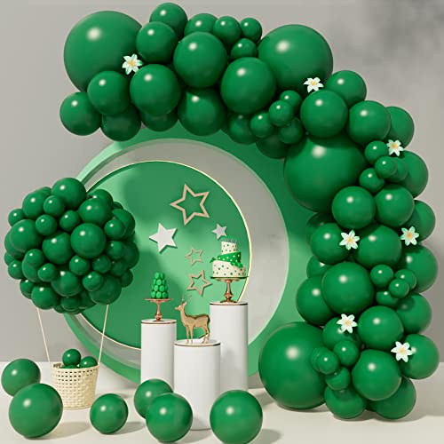 Dark Green Balloons 110Pcs Dark Green Balloon Garland Arch Kit 5_10_12_18 Inch Matte Latex Green Balloons Different Sizes as Baby Shower Birthday Balloons Christmas Balloons Dinosaur Party Decorations