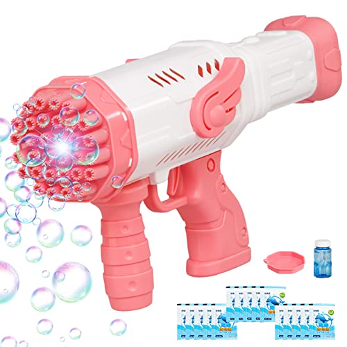 Bazooka Bubble Machine Gun for Summer,8000+ Bubbles Per Min|Big Angel Rocket Bubble Blower Maker for Party,Toddler Outdoor Toys for Kids Ages 4-8,Gifts for 3 5 6 7 Year Old Boys Girls,Adults (Pink)