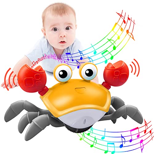 Plnmlls Crawling Crab Baby Toy,Tummy Time Baby Toys Will Automatically Avoid Obstacles,Guiding Baby to Crawl,Crawling Toys with Music and LED Light ,for Boys Girls Infant Toys