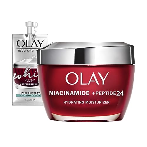 Olay Regenerist Niacinamide + Peptide 24 Hydrating Face Moisturizer with Vitamin B3 for Stronger Skin Barrier 1.7 oz, includes Olay Whip Travel Size for Dry Skin