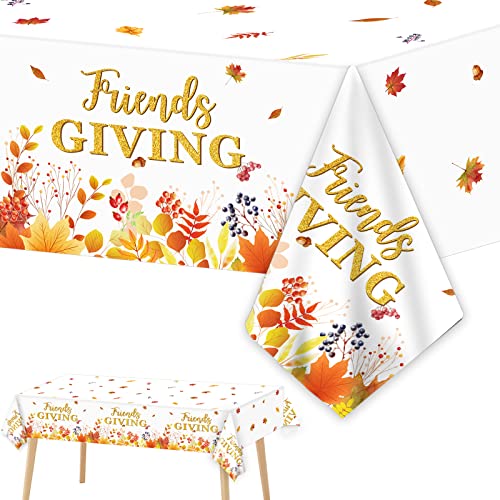 3 Pack Friendsgiving Party Decorations Thanksgiving Tablecloths Fall Table Covers for Autumn Birthday Party Supplies Give Thanks Party Favors Friends Giving Thanks Holiday Table Decor 54 x 108 Inch