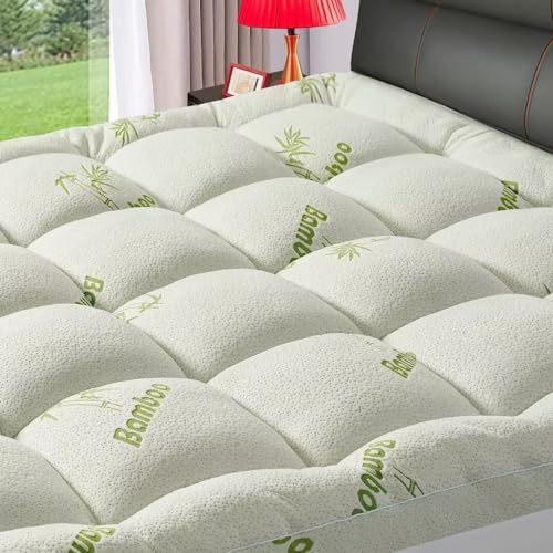 Extra Thick King Mattress Topper for Back Pain, 1200 GSM Quilted Fitted Viscose Made from Bamboo Mattress Pad Pillow Top Mattress Cover with Deep Pocket Up to 21 Inches（78 * 80 inch）