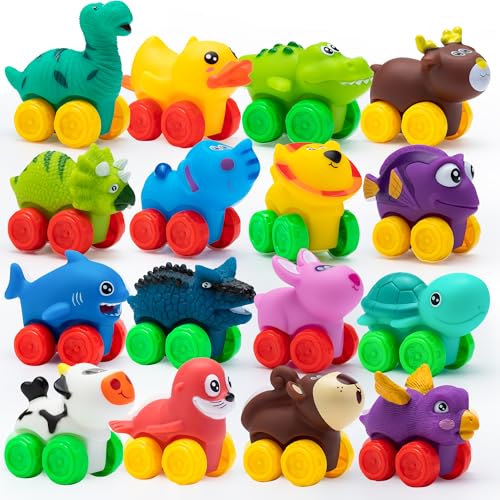 JOYIN Animal Cars, Soft Rubber Car Set Toy, Baby Mini Toy Vehicles, Bath Toy Car for Boys and Girls, Babies Christmas Birthday Gift, Summer Beach and Pool Activity, Party Favors for Kids