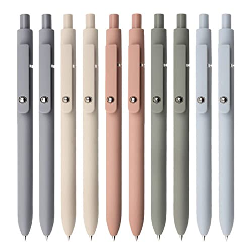 UIXJODO Gel Pens, 10Pcs 0.5mm Black Ink Pens Fine Point Smooth Writing Pens, High-End Series Retractable Pens for Journaling Note Taking, Cute Office School Supplies Gifts for Women (10 Pcs Morandi)