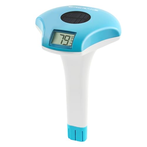 Circrane Solar Digital Pool & Spa Thermometer, Weather Resistant Floating Thermometer, IPX-8 Water Proof, 10s Measuring Cycle, Solar Powered with 270 Days Battery Life, Blue