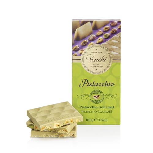 Venchi - Pistachio Gourmet Chocolate Bar - White Chocolate and Pistachio Paste Cream Bar, 3.53 oz - Gluten Free