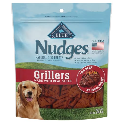 Blue Buffalo Nudges Grillers Natural Dog Treats, Steak, 16oz Bag