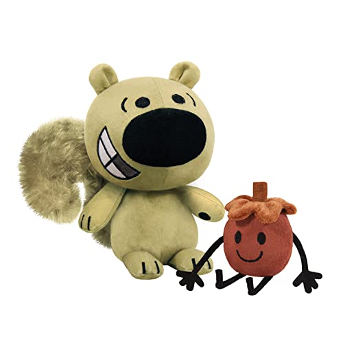 YOTTOY Mo Willems’ Collection_Zoom Squirrel & Acorn Soft Stuffed Plush Toy Pair- 8” & 3” Sitting