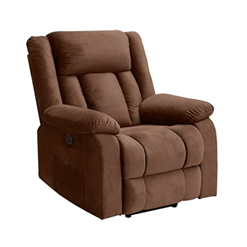 Thaweesuk Shop New Brown Auto Electric Massage Chair Power Lift Recliner Sofa Adjustable Headrest Oversized Vibration USB w_Remote Control Heat Foam Sponge Flannelette Metal 39